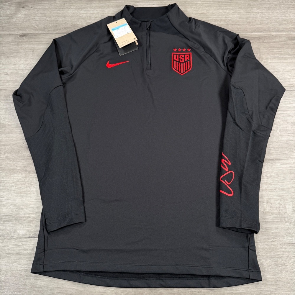 Nike USA USWNT Dri-FIT Strike Drill Top Training 1/4 Zip DR4627-010 Medium READ